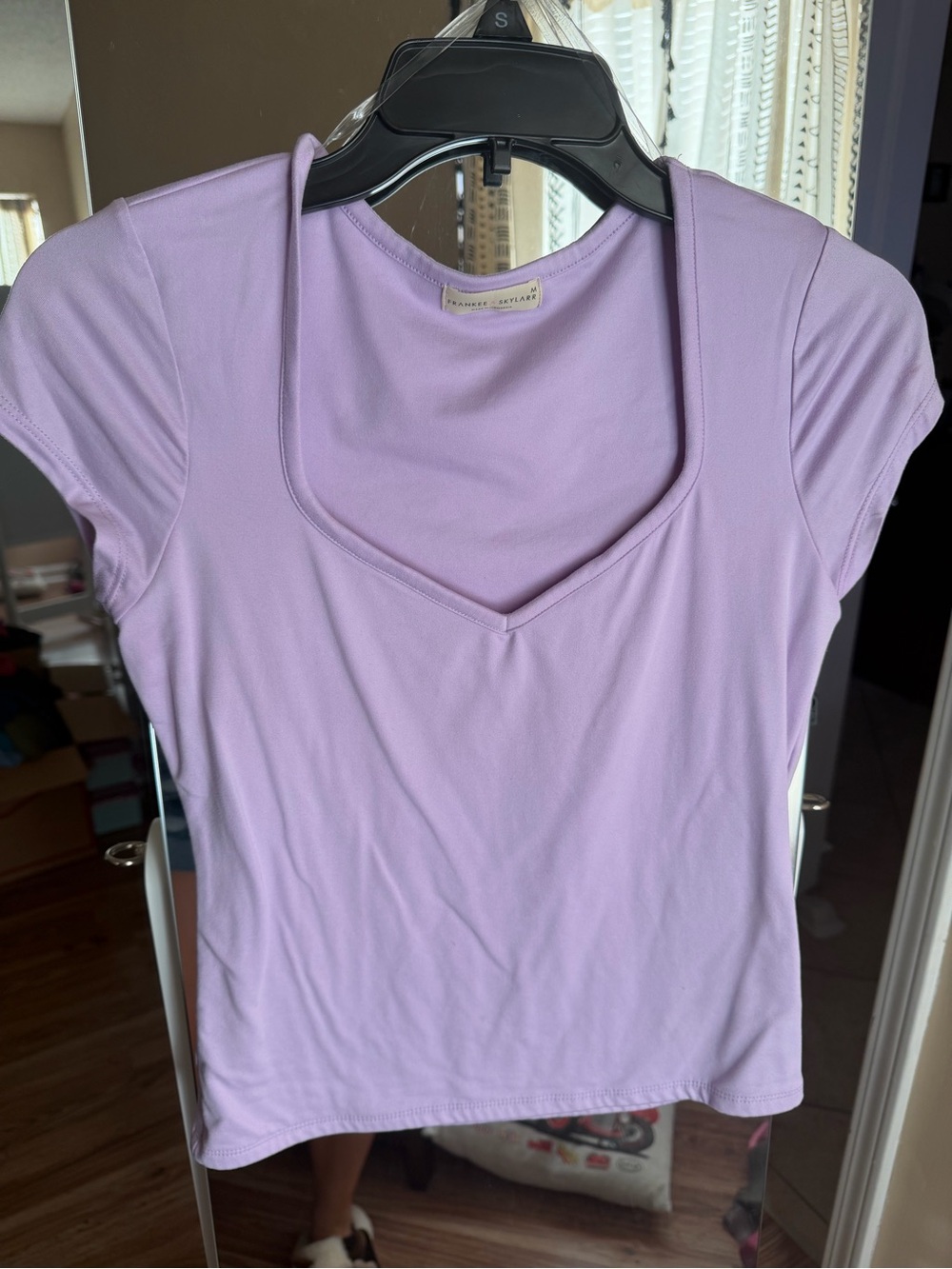 Lavender Short Sleeve Square-Neck Tee